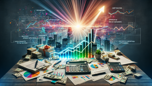 An illustration depicting the tax implications of reinvesting gains in opportunity zones, including how to reinvest oz gains for compounding benefits.