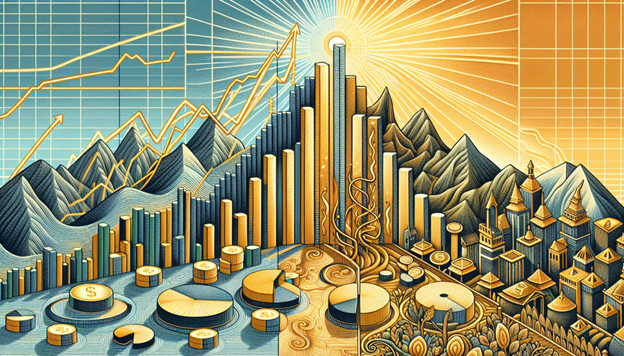 Illustration comparing Opportunity Zones and traditional investments with financial charts and graphs