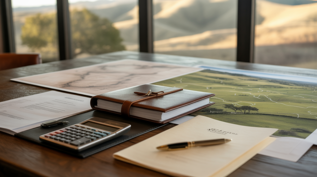 An accountants desk showing access forms to make financial decisions about land investments